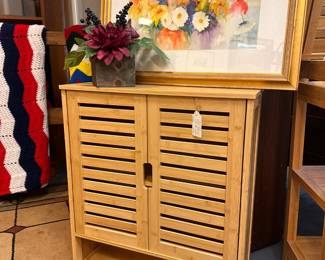 Bamboo cabinet - use in bathroom or other small space for pretty storage. Watercolor