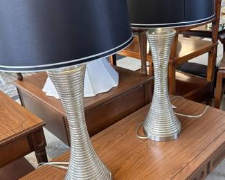 Silver and black / navy lamps
