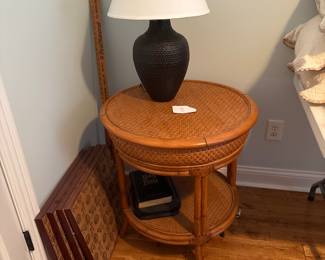 Bamboo and Wicker Side Table