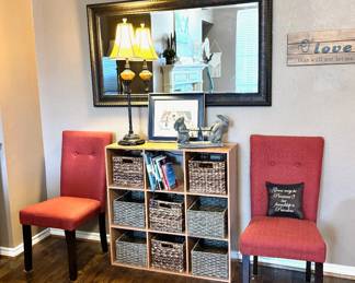 Slipper Chairs, Shelving W/Baskets