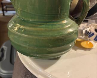 GREEN STONE WARE PITCHER