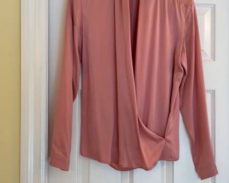 ANNE KLEIN PINK DRAPED BLOUSE