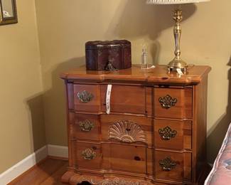 Pine chest of drawers used as bedside table for-great detailing