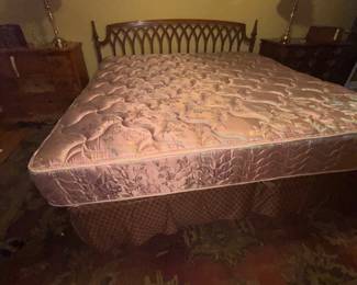 Thomas I’ll king size headboard for the best look screw the head board to the wall for a more imposing look/ it’s mid century from when mattresses were thin