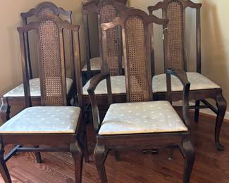 Set of 6 cane cables chair one captains’ chair