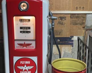001 Flying A Gasoline Pump And Barrel