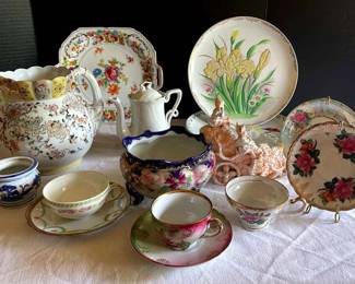 Vintage Decorative Coffee Cups, Saucers, Plates, Pitcher And More
