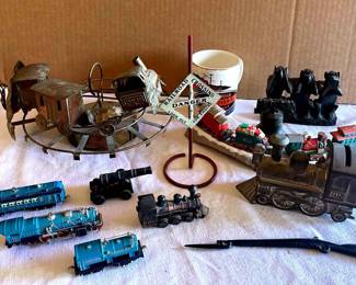 Vintage Train Accessories Train Cars, Train Music Box, Trinkets And More