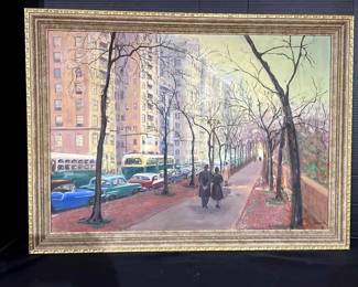 Framed Painting Of A Walk In The City