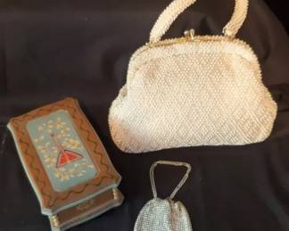 Swiss Music Box Chain Coin Clutch, Beaded Purse