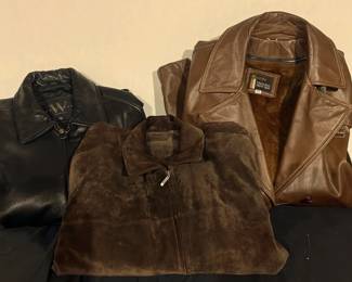 Three Mens Leather And Suede Jackets
