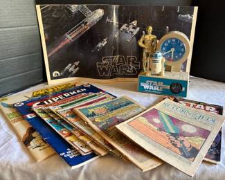 Vintage Star Wars Talking Alarm Clock, Marvel Comics,