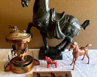 Tang Dynasty War Horse Sculpture, Horse Themed Carousel Music Box And More