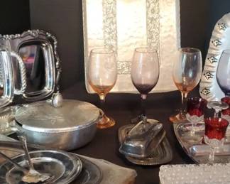 Sliver Plated Serving Glassware Mystery Lot