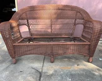 Brown Wicker Loveseat Sofa