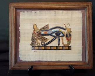 Egyptian Hand Painted On Papyrus Eye Of Horus, Signed