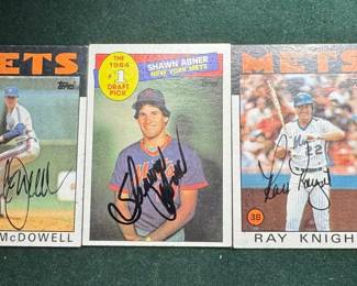 3 New York Mets Signed Baseball Trading Cards