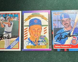 Three Chicago Cubs Signed Baseball Trading Cards