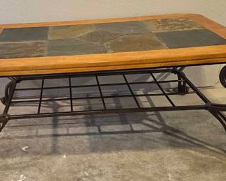 Slate, Metal Wood Coffee Table