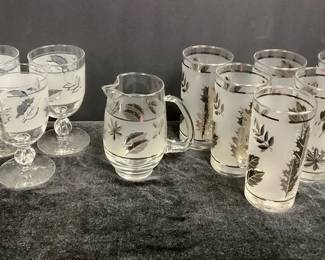 Vintage Libby Drinking Glasses with Small Pitcher Four Goblets