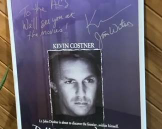 Kevin Costner Dances With Wolves Autographed Framed Poster