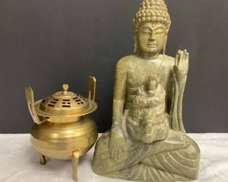 Stone Buddha Brass Incense Burners