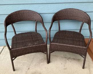 Two Resin Cane Design Chairs