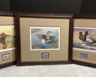 1991 SD Waterfowl Print with Stamp 1993 1994 Ducks Unlimited Print Stamp