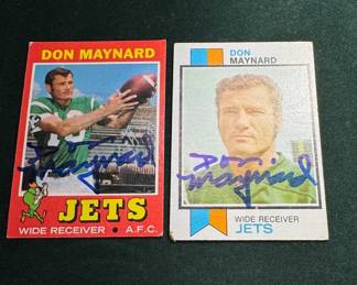 2 Don Maynard NY Jets Football Autographed Cards