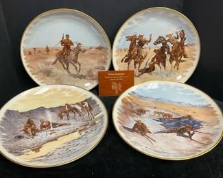 Four Frederic Remington Pictures on Gorham Fine China Plates