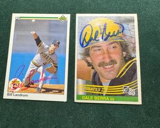 2 Pittsburgh Pirates Bill Landrum Dale Berra Autographed Baseball Trading Cards