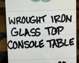 Wrought Iron Glass Top Console Table