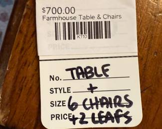 Farmhouse Table & Chairs (6 chairs +2 leafs)