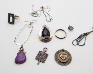 "scrap" sterling silver mismatched items, missing stones, broken