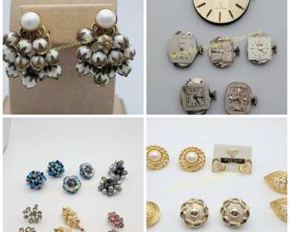 vintage earrings & watch parts
