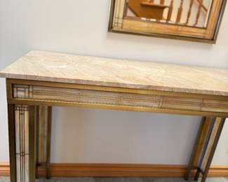 detail of the mission style entry table and mirror 