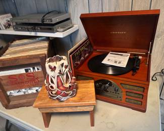 DVD players, record player and a funky cool candle vintage style