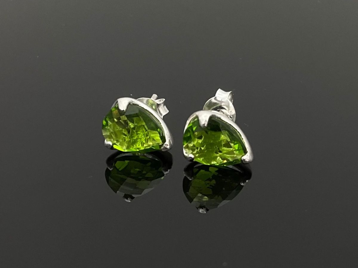 Sterling Silver Green Rhinestone Earrings 