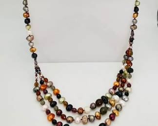 Natural Stone and Pearl Necklace