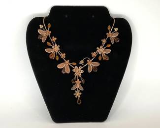 copper colored floral necklace