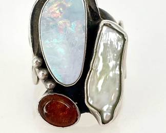 Mixed stone sterling ring