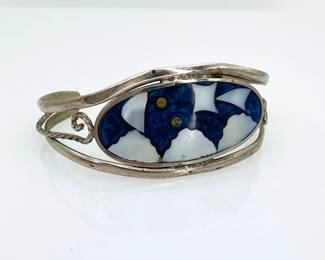 Mother of Pearl and Lapis Inlay cuff
