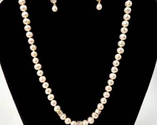 pearl necklace with cz accents