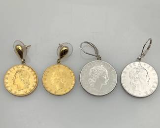 Italian Lire Coin Earrings