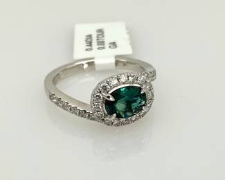 Platinum Indicolite Tourmaline Ring