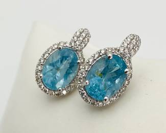 Aquamarine and diamond earrings