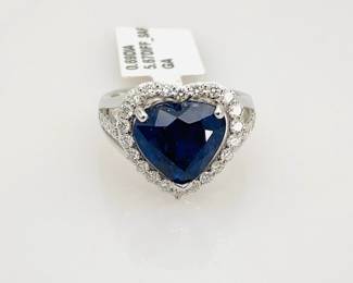 platinum Sapphire and diamond ring
