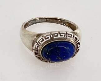 Silver blue lapis ring