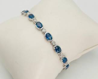 Sapphire and diamond Platinum tennis bracelet