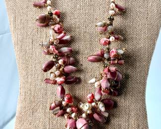 freshwater pearl and natural stone necklace and earrings set